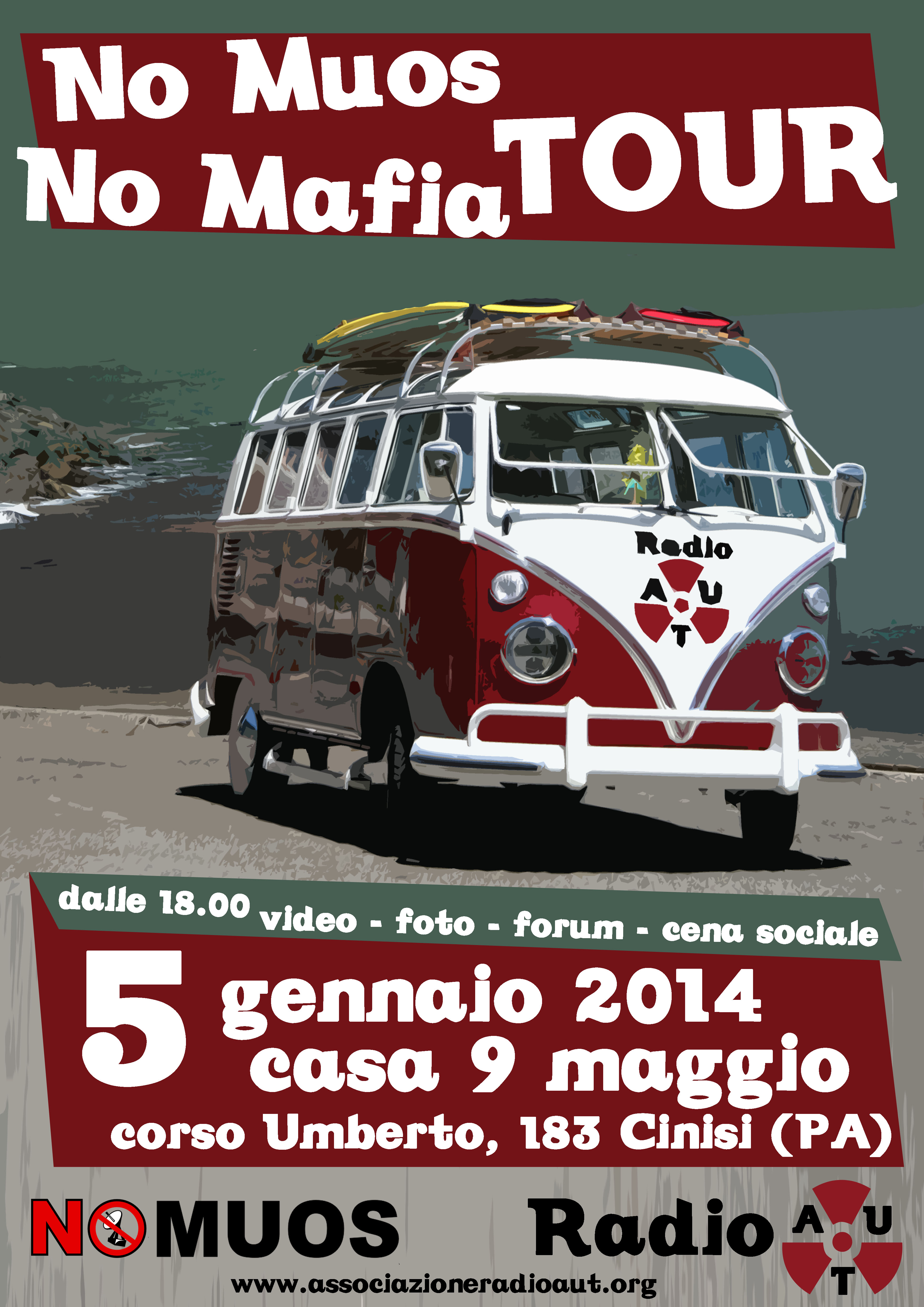 CINISI – 5 GENNAIO NO MUOS NO MAFIA TOUR a Casa 9 Maggio