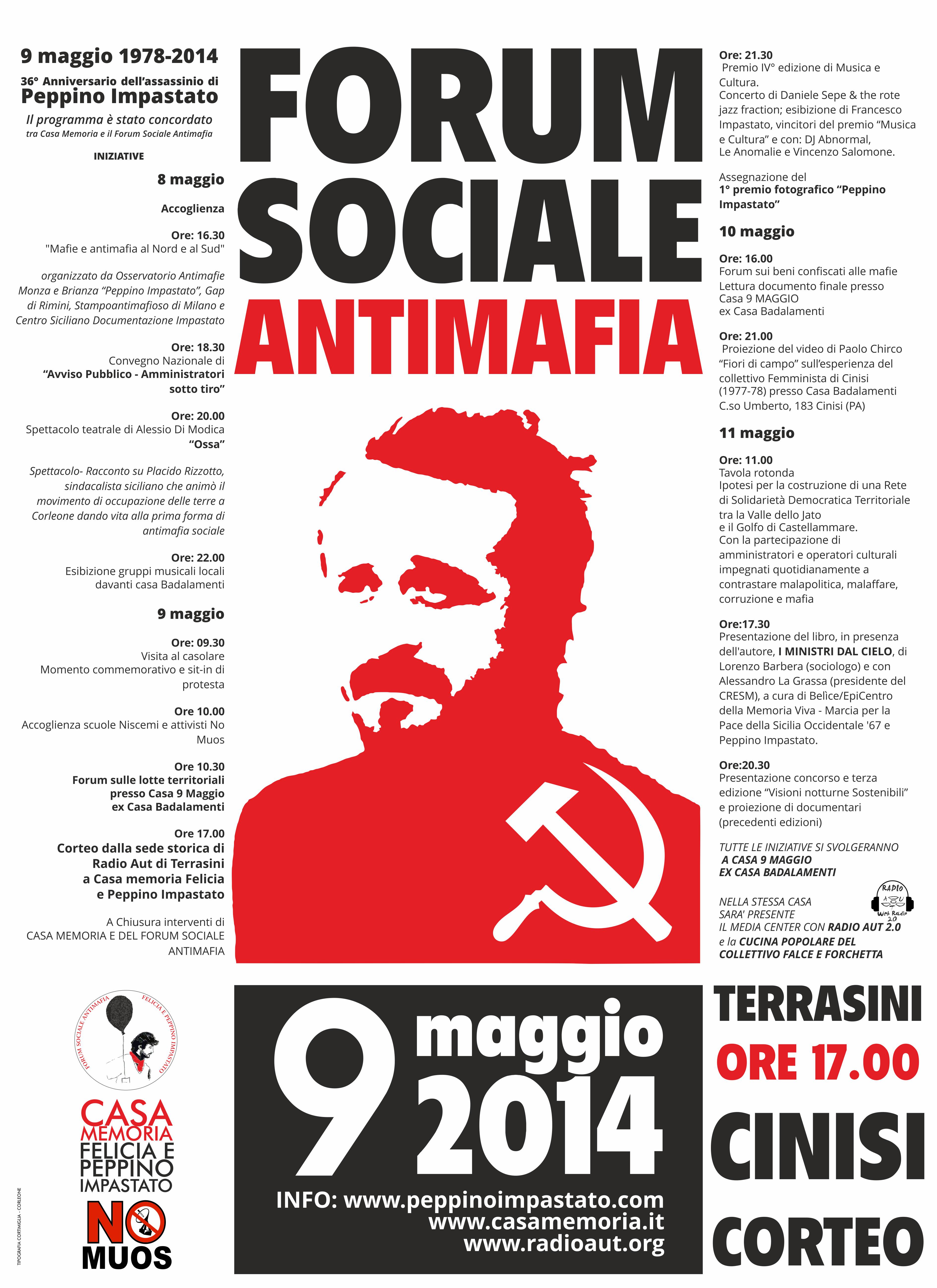 Programma Forum Sociale Antimafia Felicia e Peppino Impastato 2014