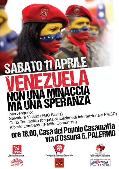 11 APR-Palermo: #Venezuela non una minaccia, ma una speranza!